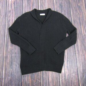 Club Monaco Black Ribbed Shawl Collar Cardigan Sweater XS